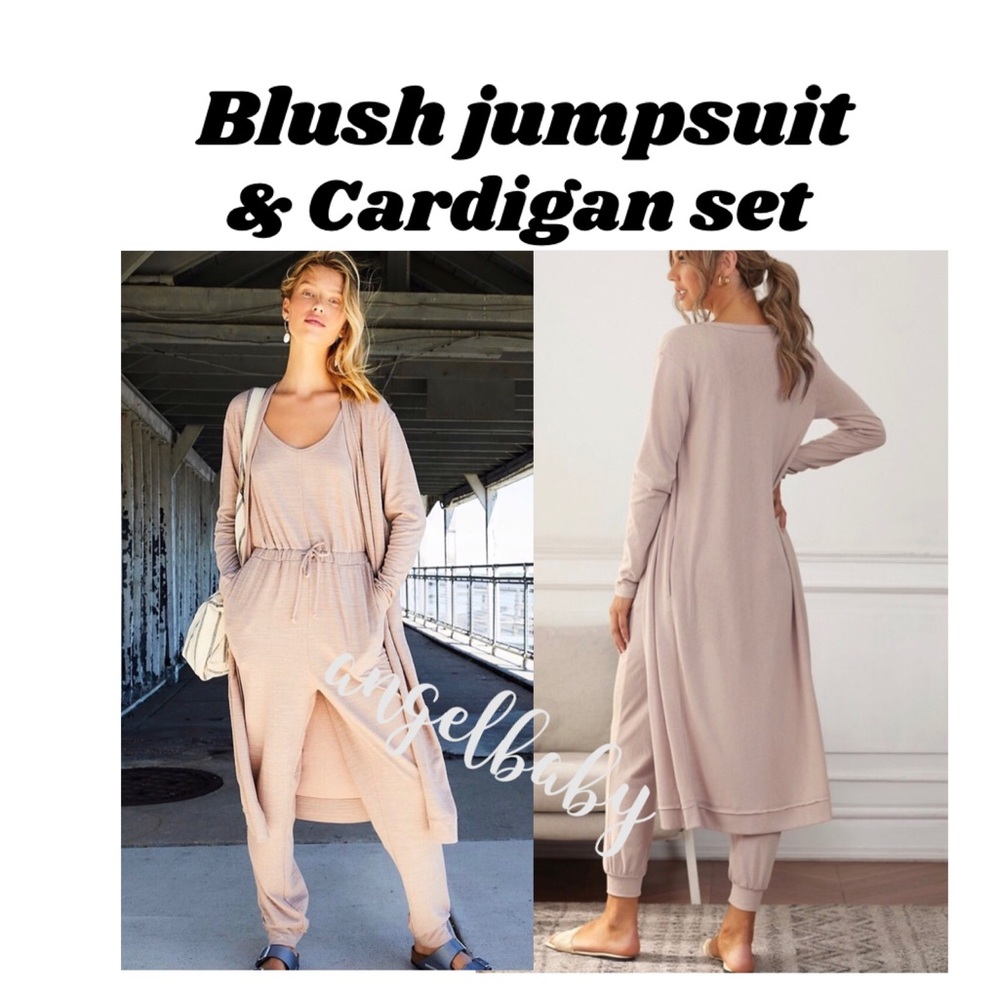 Blush Jumpsuit & Cardigan Lounge Set! - Picture 14 of 16